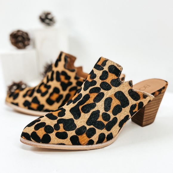 Boutique by Corkys Woodlands Leopard Slip On Heeled Mules NWOT - Picture 3 of 6